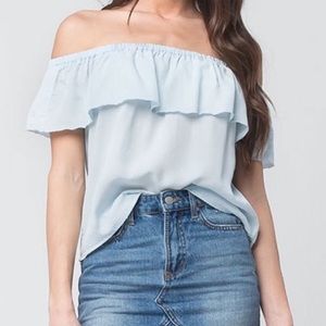 Full tilt off the shoulder baby blue top medium